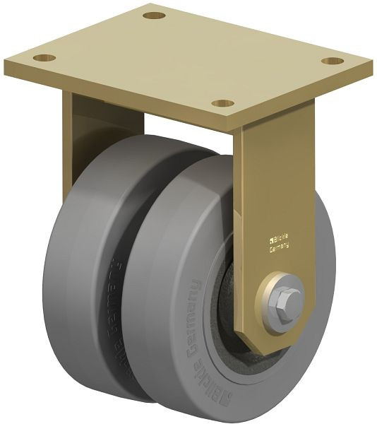Blickle BSD-SE 160K-35-SG Stahlgeschweißte Schwerlast-Doppel-Bockrolle, Elastik-Vollgummi, Grau, 756313