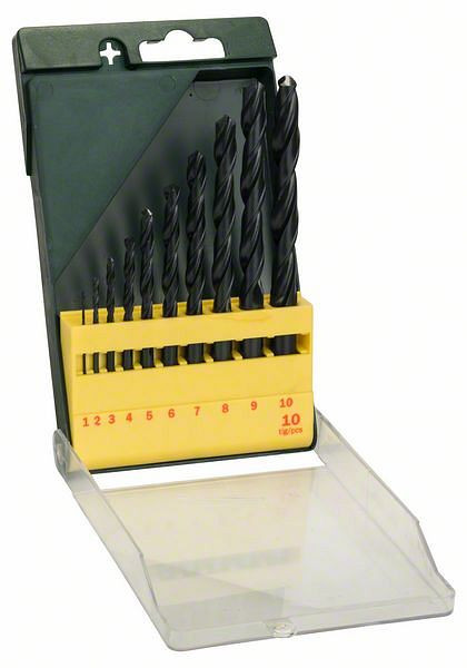 Bosch Metallbohrer-Set HSS-R, 10-teilig, 1 - 10 mm, VE: 5 Stück, 2607019442
