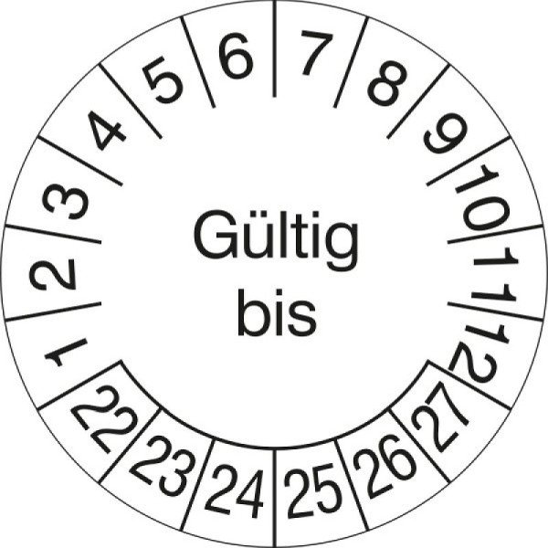Stein HGS Prüfplaketten ohne Jahresfarbe (6 Jahre), Gültig bis, 2022-2027, 500er-Rolle, 31.3688-22