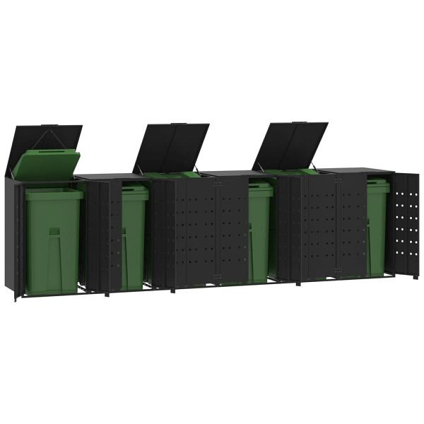 vidaXL Mülltonnenbox für 6 Tonnen Schwarz 414x79x117 cm Stahl, 3279981