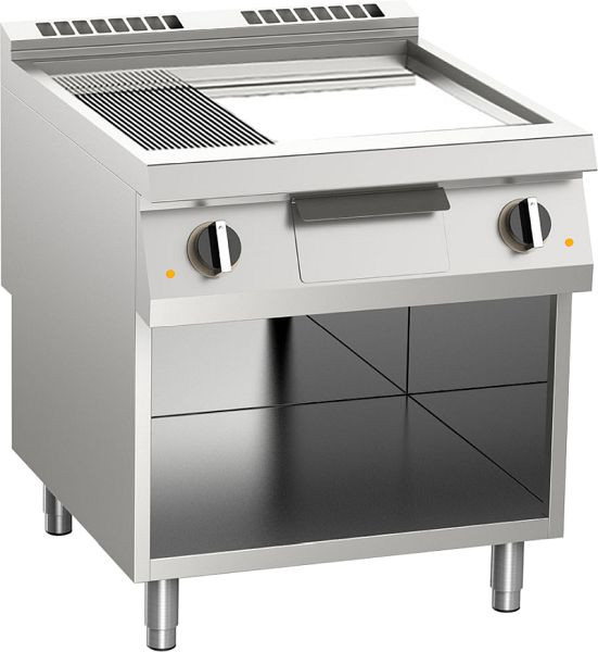 KBS Elektro-Grillplatte geteilt verchromt 15 kW mit 2 Heizzonen offener Unterbau, 10512418