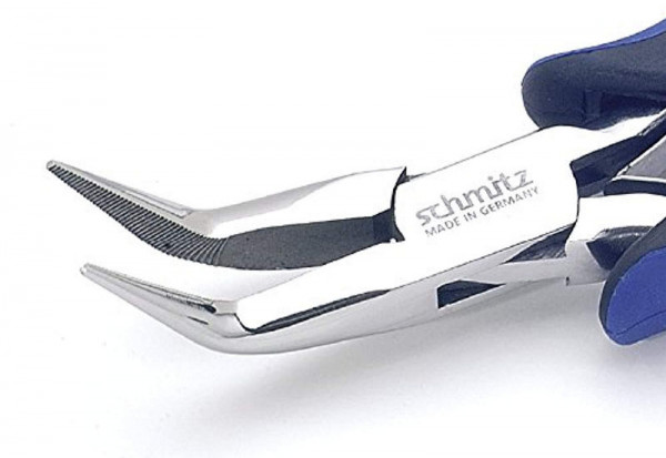 Schmitz Zangen Spitzzange 155mm gebogene, lange Greif-Backen mit Verzahnung, 4414HS22