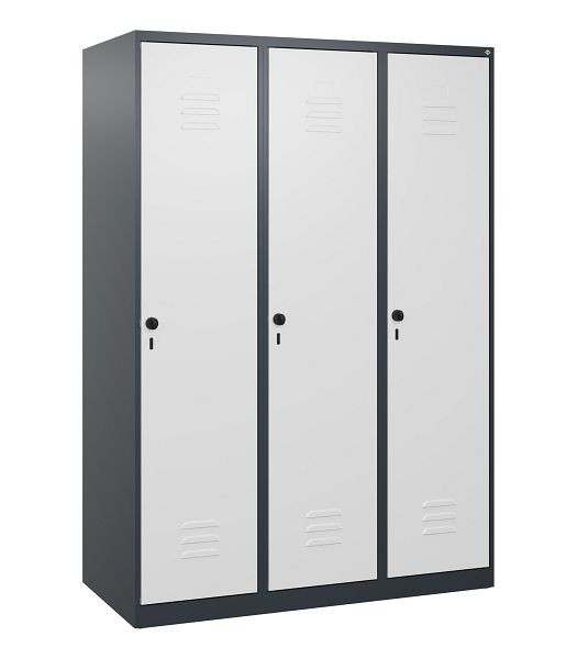 C+P Umkleidespind Classic PLUS mit Mitteltrennwand, 3 Abteile, 1700x1200x500mm, 7016/7035, Drehriegel, 0800007-32F S10011
