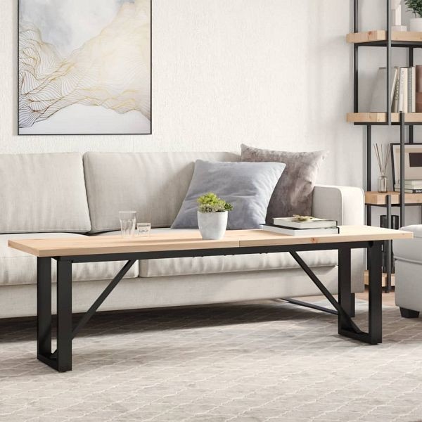 vidaXL Couchtisch O-Gestell 160x40x45,5 cm Massivholz Kiefer Gusseisen, 3282734