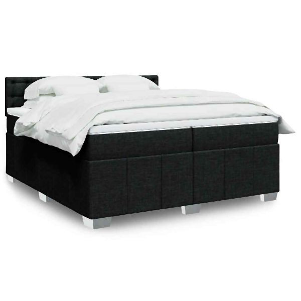 vidaXL Boxspringbett mit Matratze Schwarz 200x200 cm Stoff, 3287191