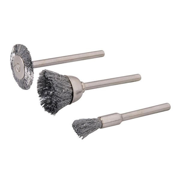 Silverline Stahlbürsten für Rotationswerkzeuge, 3-tlg. Satz, Ø 5, 15 u. 20 mm, 580466