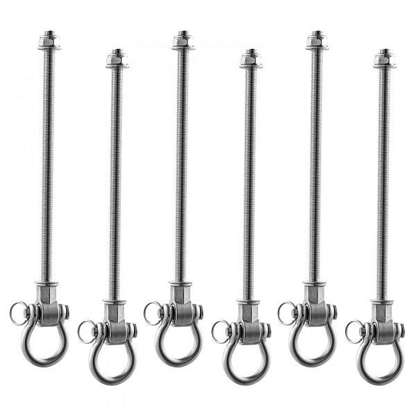 VEVOR 6 Stk. 360° Deckenhaken Edelstahl, 386kg belastbar, für 190 mm Decken, Schaukel/Hängesessel/Boxsack, Silber, QQGGBXG6PCSXCLI4E001V0