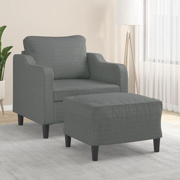 vidaXL Sessel mit Hocker Dunkelgrau 60 cm Stoff, 3201128