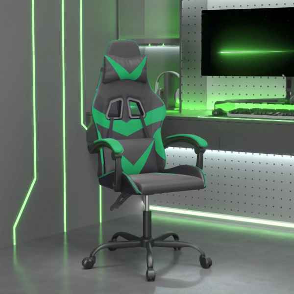 vidaXL Gaming-Stuhl Schwarz und Grün Kunstleder, 3143845