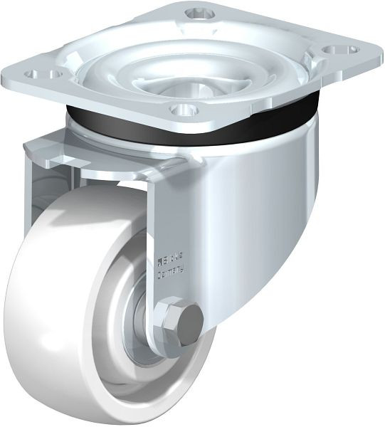 Blickle LK-SPO 75K Stahlblech-Lenkrolle, schwere Ausführung, mit Anschraubplatte, Polyamid, Weiß, 256016