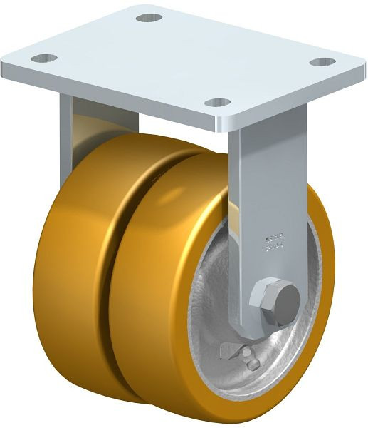 Blickle BOD-GTH 125K Stahlgeschweißte Schwerlast-Doppel-Bockrolle, Blickle Extrathane®, Hellbraun, 616565