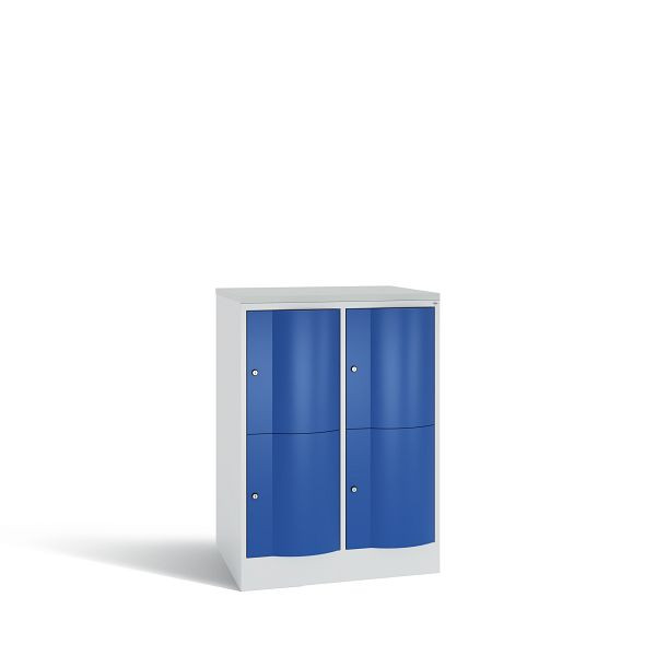 C+P XL-Schließfachschrank, 4 Fächer,H1077B772T640mm,Grau/Enzianblau/DBSHellgrau, 8472-273 S10086