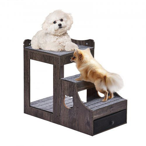 VEVOR Haustier-Etagenbett mit Treppe, Fenstersitzstange für Hunde/Katzen, Stauraum, Schlafcouch, 830x450x675mm, SXPSCWSCCHSX8A3BCV0