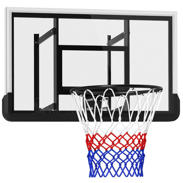 SPORTNOW Basketballkorb für Wandmontage, gefederter Korb, bruchsichere Rückwand, Schwarz, A61-066V00BK