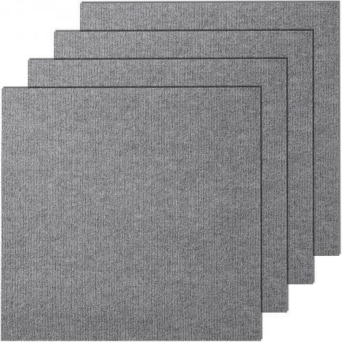 VEVOR Teppichfliesen zum Abziehen und Aufkleben, 61 x 61 cm, weich gepolstert, DIY-Installation für Schlafzimmer, (9 Stück Hellgrau), ZZFKDT2424YCAK994V0
