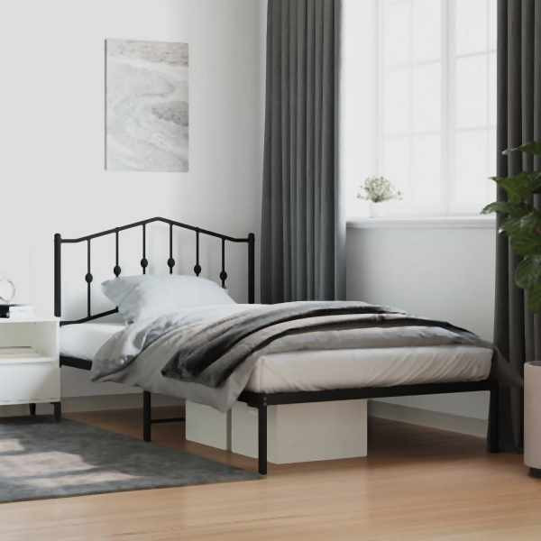 vidaXL Bettgestell mit Kopfteil Metall Schwarz 107x203 cm, 373785