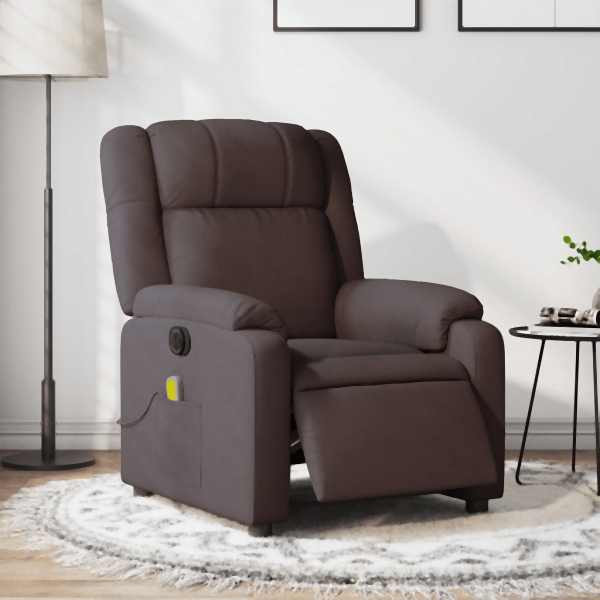vidaXL Massagesessel Elektrisch Dunkelbraun Stoff, 3205195