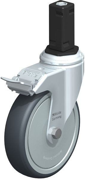 Blickle LKRA-TPA 126K-11-FI-FK-EV14 Apparate-Lenkrolle mit Expander & Feststeller, Thermoplastisches Gummi-Elastomer, Grau, 847907