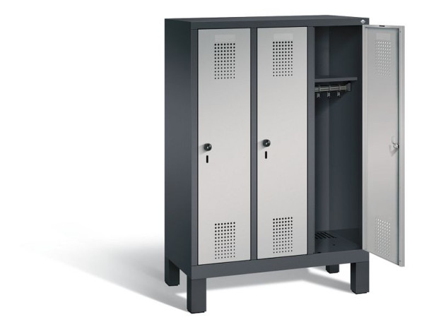 C+P Kindergarten-Spind Evolo, H1350xB900xT300mm, Farbe: Schwarzgrau / Weißaluminium, 480103-30 S10039