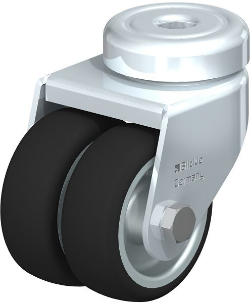 Blickle LMDA-PATH 50G Apparate-Doppel-Lenkrolle mit Rückenloch, Thermoplastisches Polyurethan, Grau, 757077