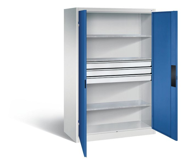C+P Werkzeugschrank Acurado, H1950xB1200xT600mm, Farbe: Lichtgrau / Enzianblau, Muldengriff, 8932-5230 S10134