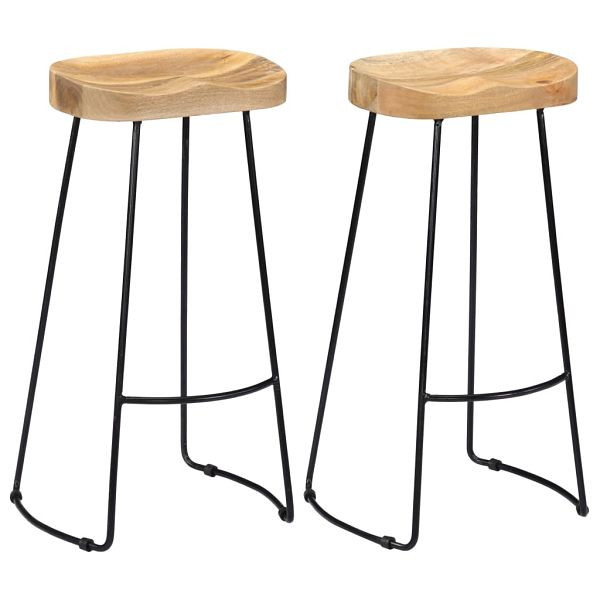 vidaXL Gavin Barhocker 2 Stück Massivholz Mango, 247838