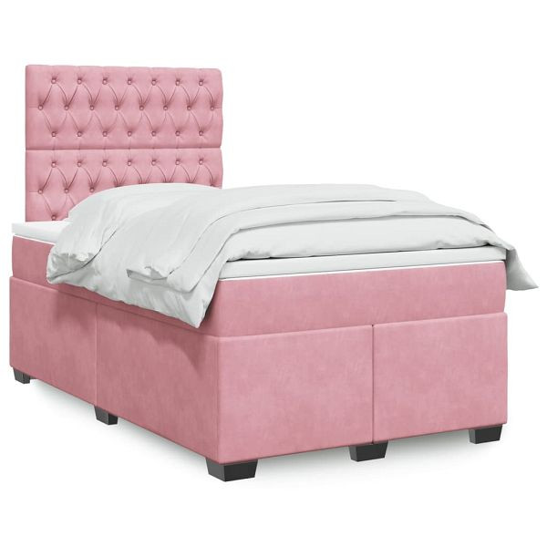 vidaXL Boxspringbett mit Matratze Rosa 120x200 cm Samt, 3290893