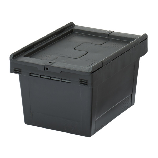 BITO Mehrwegbehälter MBD43221 Eco Regranulat schwarz Deckel/Stecklager schwarz, C0402-0425