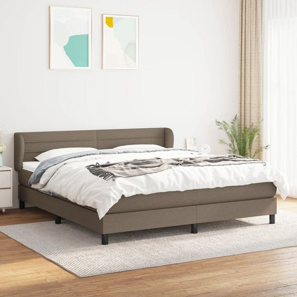vidaXL Boxspringbett mit Matratze Taupe 180x200 cm Stoff, 3126345