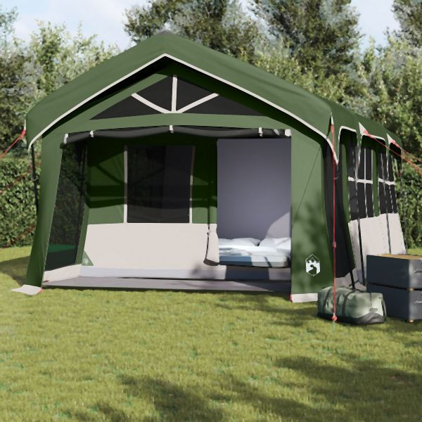 vidaXL Campingzelt mit Fenstern Grün für 10 Personen Wasserdicht, 4100697