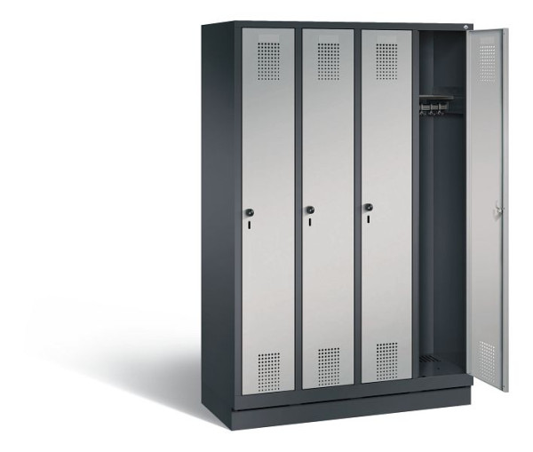 C+P Garderobenschrank Evolo, H1800xB1190xT500mm, Farbe: Schwarzgrau / Weißaluminium, 48020-40 S10007