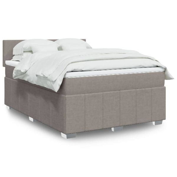 vidaXL Boxspringbett mit Matratze Taupe 140x190 cm Stoff, 3287060
