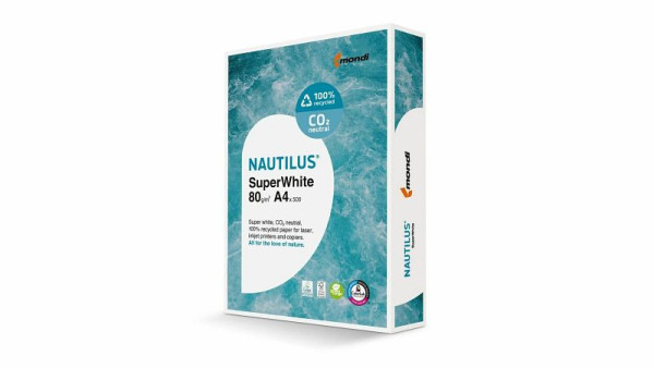 mondi Kopierpapier NAUTILUS® SuperWhite, A4, 80g/m², 500 Blatt, weiß, 801127A80S