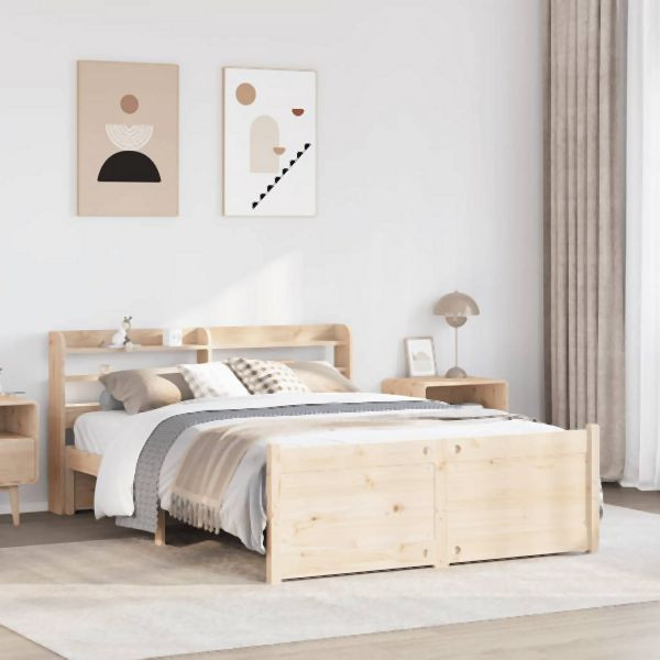 vidaXL Bettgestell mit Kopfteil ohne Matratze 135x190 cm, 3306752