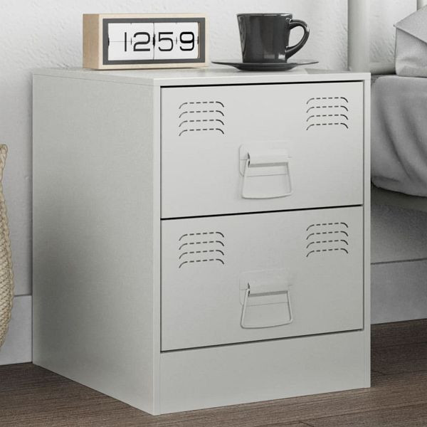 vidaXL Nachttisch Weiß 34,5x39x44 cm Stahl, 841629, 8721012425286