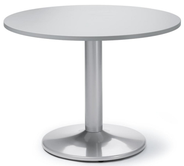 Deskin Besprechungs- und Konferenztisch MODUL, Platte Dekor Lichtgrau, Gestell Alusilber RAL 9006, Durchmesser 1000 mm, H 735 mm, 267203