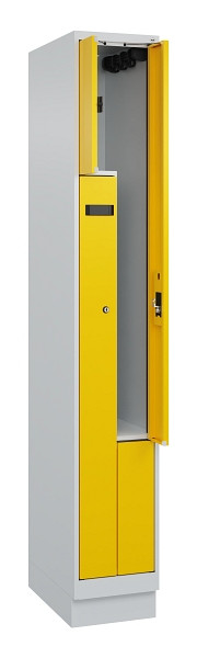 C+P Z-Spind Evolo PLUS, Sockel, 2 Fächer, 1950x300x500mm, 7035/1023, Zylinderschloss, 049023-102 S10029