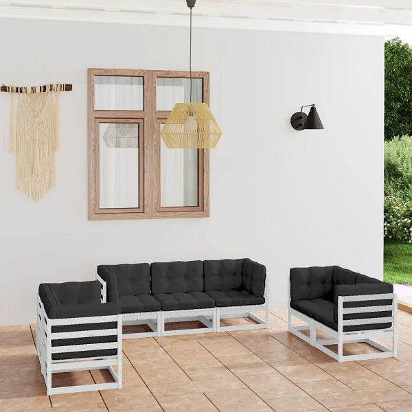 vidaXL 7-teilig Garten-Lounge-Set mit Kissen Kiefer Massivholz, 3076500