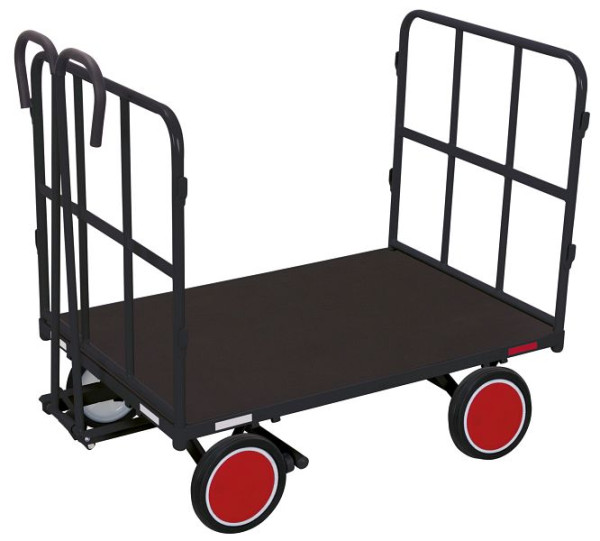 VARIOfit Handpritschenwagen mit 2 Rohrgitterwänden, Außenmaß: 1.320 x 815 x 1.200 mm, RAL 7016 anthrazitgrau, Radsatz: Vollgummibereifung, zu-42121/AG