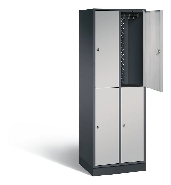 C+P Spind doppelstöckig Intro, H1950xB620xT490mm, Farbe: Schwarzgrau / Weißaluminium, 8270-201 S10063