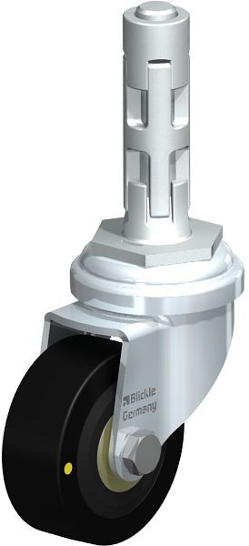 Blickle LRA-VPA 50K-EL-E01 Apparate-Lenkrolle mit Expander, Vollgummi, Schwarz, 751146