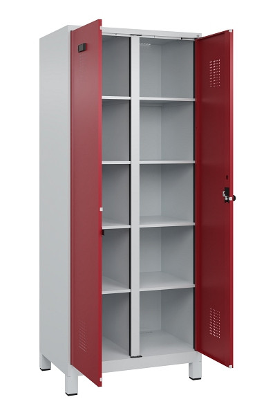 C+P Wäsche-Spind Evolo PLUS, mit Füßen, 2 Abteile, 1950x800x500mm, 7035/3003, Verschluss Drehriegel, 049012-22B S10004