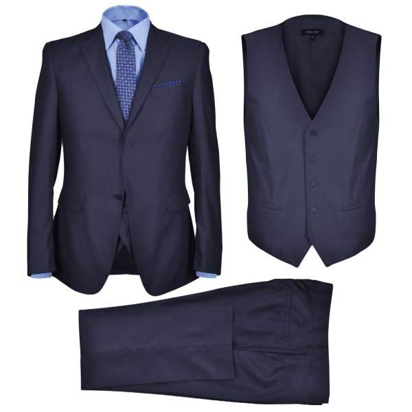 vidaXL Dreiteiliger Herren-Business-Anzug Größe 54 Marineblau, 130686