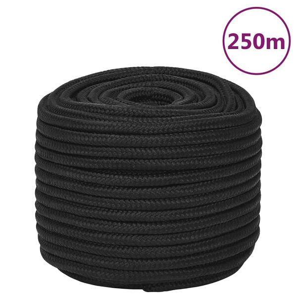 vidaXL Bootsseil Schwarz 12 mm 250 m Polypropylen, 152514