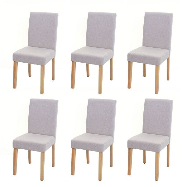 Mendler 6er-Set Esszimmerstuhl Stuhl Küchenstuhl Littau, Textil, creme-beige, helle Beine, 3x74555