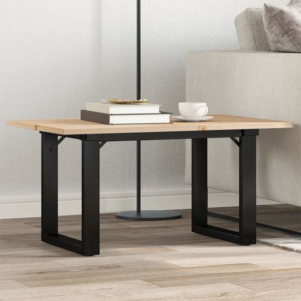 vidaXL Couchtisch O-Gestell 80x50x40cm Massivholz Kiefer und Gusseisen, 3282662