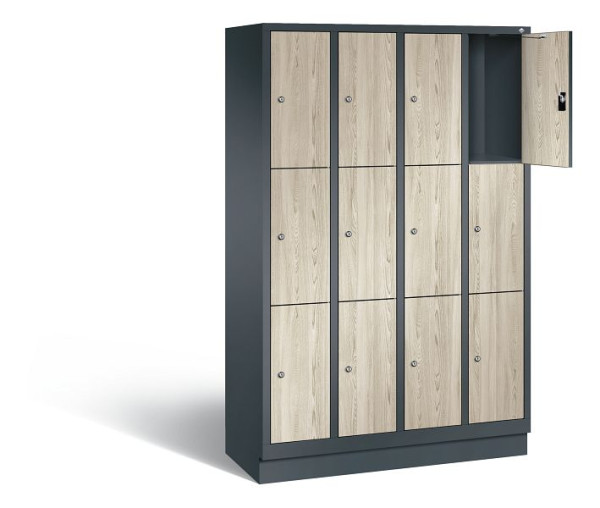 C+P Schließfachschrank Evolo, H1800xB1190xT500mm, Farbe: Anthrazitgrau / Dekor Sen-Esche, 48020-403 S10252