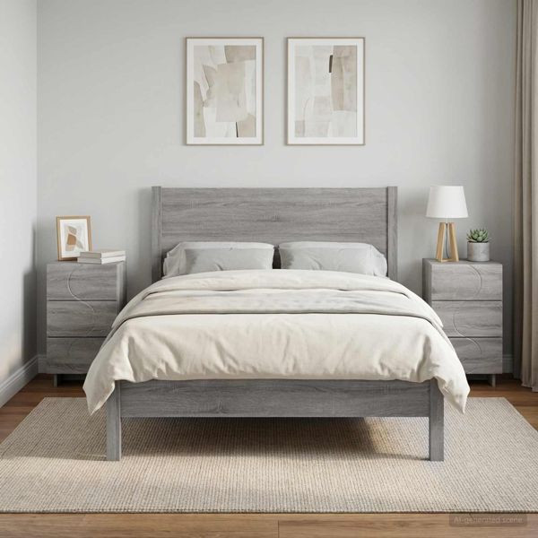 vidaXL Nachttisch 2 stk. Sonoma-Grau 33,5 x 34,5 x 60 cm Holzwerkstoff, 8011436