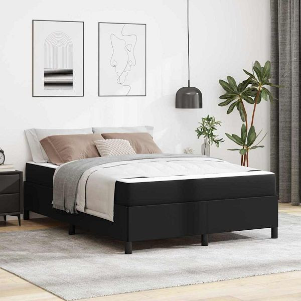 vidaXL Bettgestell mit Matratze Schwarz 160 x 200 cm Kunstleder, 3399009