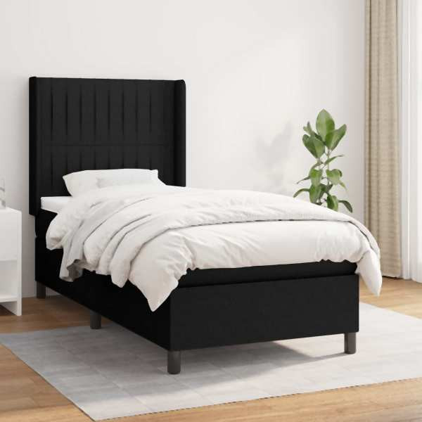 vidaXL Boxspringbett mit Matratze Schwarz 80x200 cm Stoff, 3131547